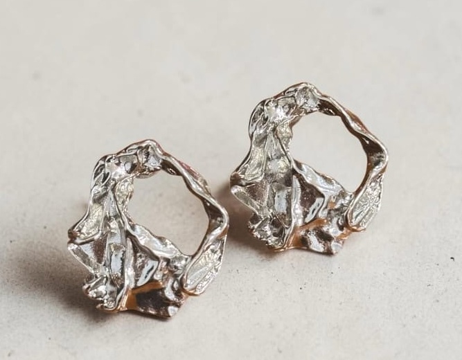 Sculpted silver earrings